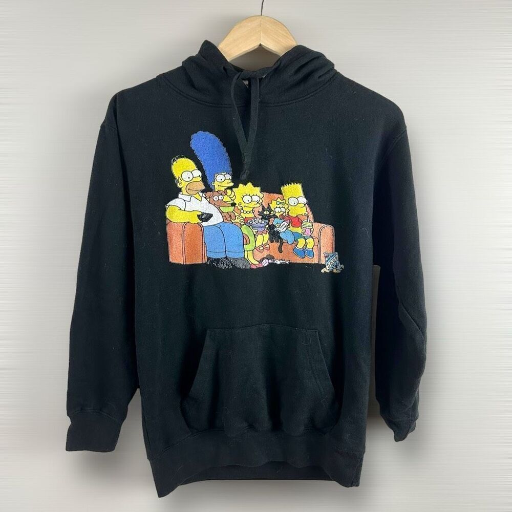The Simpsons Size S Family Couch‎ Graphic Hoodie Sweatshirt Black 90s Fox TV